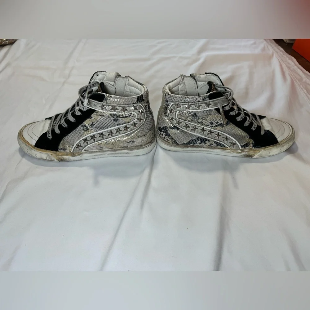 VINTAGE HAVANA‎ MEDOW STUDDED SNAKE-EMBOSSED HIGH-TOP SNEAKERS SIZE 5.5
